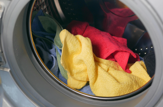 dirty rags in laundry machine